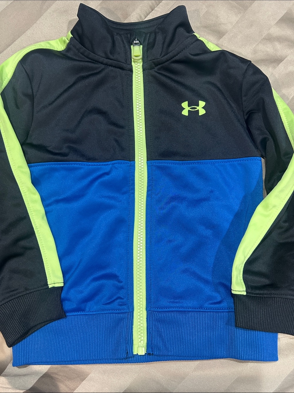 Under Armour Black, Blue & Neon Green toddler Track Jacket
